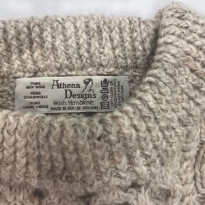 Athena Designs Irish handknit crewneck. 100% pure wool. Never worn. Color tan.